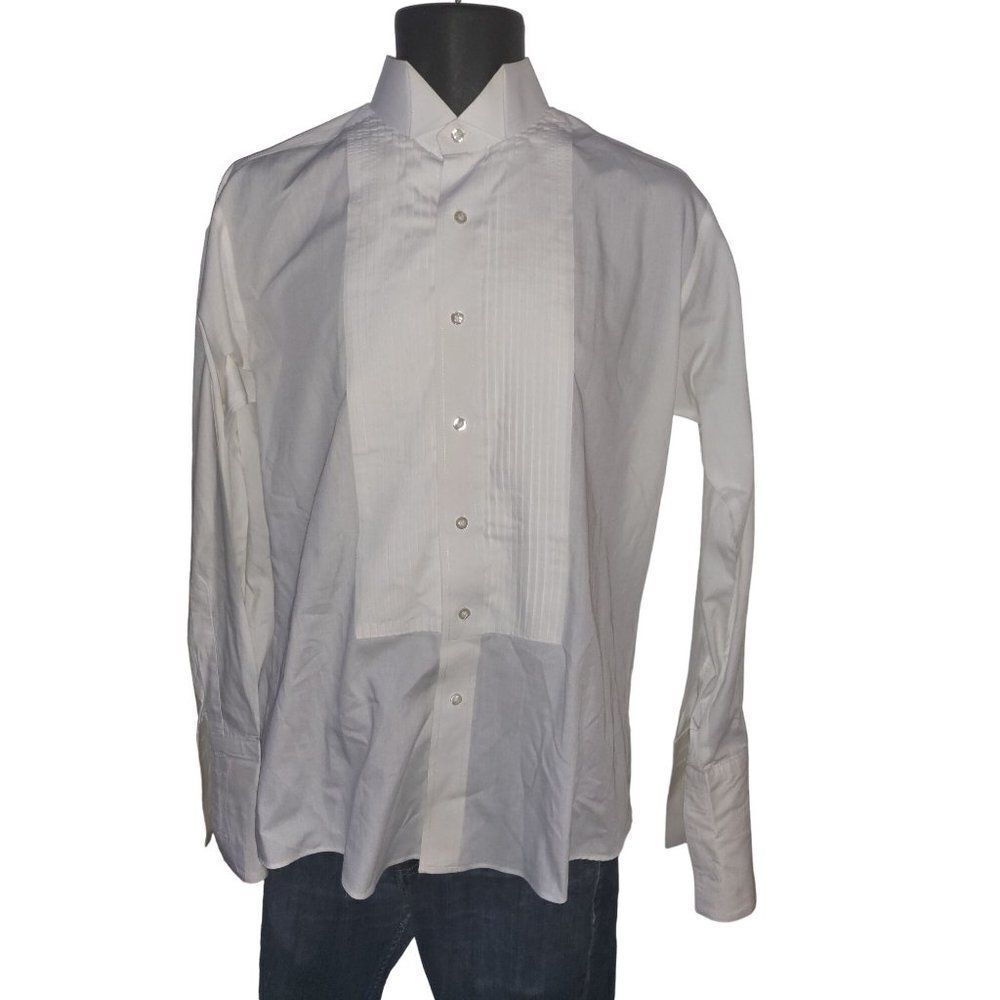 Giorgio Ferraro Button Up Shirt Men Sz 15 15/12‎ 32/33 White Made In Italy